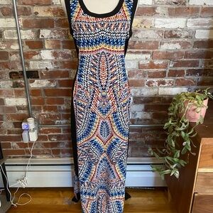 Milano Multicolor Geometric Maxi with Slits Dress Size S